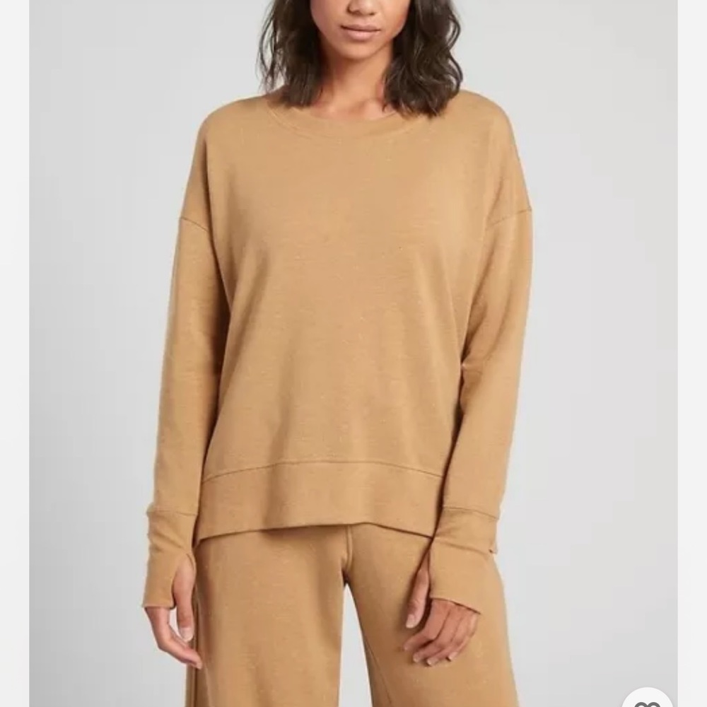 Athleta Balance Pullover Sweatshirt Tuscan Gold Tan XL NWT